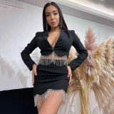 Elegant Water Diamond Fringed Short Suit Jacket