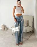 Trendy Reflective PU Leather Pants for Women