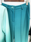 Elegant Gradient Color Tailored Suit with Flared Trousers Set