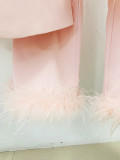 Feathered Ostrich Suit and Capri Set