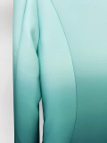 Elegant Gradient Color Tailored Suit with Flared Trousers Set