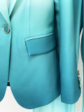 Elegant Gradient Color Tailored Suit with Flared Trousers Set