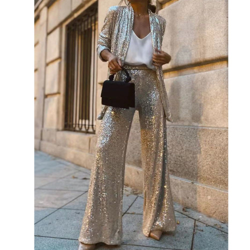 Chic Sequin Embellished Versatile Mini Suit Set