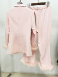Feathered Ostrich Suit and Capri Set