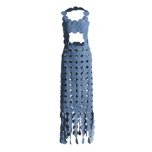 Women Sexy Patchwork Hollow Out Maxi Dress