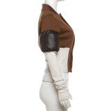 Contrast Color Classic Patchwork Long Sleeve Zip-up Jackets Casual Outwear