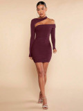 Sexy Twist Front Cut Out Split Cuff Ruched Bodycon Dresses