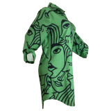 Casual Loose Face Print Shirt Dress