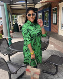 Casual Loose Face Print Shirt Dress