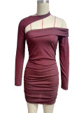 Sexy Twist Front Cut Out Split Cuff Ruched Bodycon Dresses