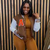 Women's Sewing Letter Baseball Jacket