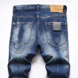 Distressed Zip-Embellished Slim Fit Men's Jeans