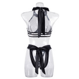Seductive Lace Mesh Bra Set in Black