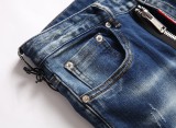 Distressed Zip-Embellished Slim Fit Men's Jeans