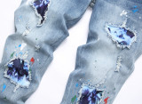 Men's Light Distressing and Stretch Slim-Fit Mid-Rise Jean