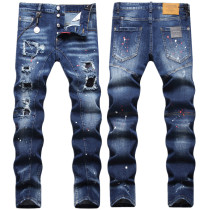 Distressed Patches and Paint Splatter Skinny Jeans