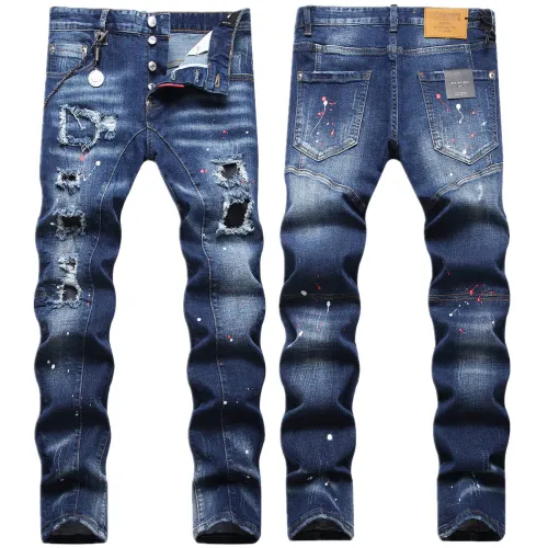 Distressed Patches and Paint Splatter Skinny Jeans