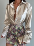 Elegant Slim-Fit Satin Button-Up Shirt for Women
