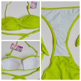 Solid Bandeau Top Bikini Swimsuit Women Push Up Swimwear