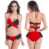 Women's Split Swimsuit Colorful Halter Tie Side Bikini Swimsuit