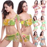 High Elastic One Shoulder Beach Bikini Ruffle Mesh Sexy Skirt Bathing Suit