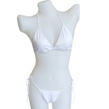 Women 2 Pieces Bikini Swimsuit Strap Top Tie Side Triangle G-Thong Bathing Suit