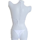 Women 2 Pieces Bikini Swimsuit Strap Top Tie Side Triangle G-Thong Bathing Suit