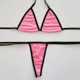 Color Block Brazilian Bikini Two Piece Halter Bathing Suit