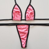 Color Block Brazilian Bikini Two Piece Halter Bathing Suit