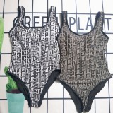 Summber Beachwear Sexy Sleeveless Backless Print One Piece Swimsuit