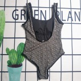 Summber Beachwear Sexy Sleeveless Backless Print One Piece Swimsuit