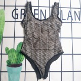 Summber Beachwear Sexy Sleeveless Backless Print One Piece Swimsuit