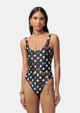 Sexy Sleeveless Backless Bathing Suit Printed One Piece Swimwear