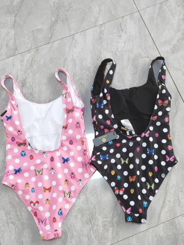 Sexy Sleeveless Backless Bathing Suit Printed One Piece Swimwear