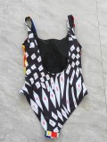 Sleeveless Print Emblazoning Swimsuit