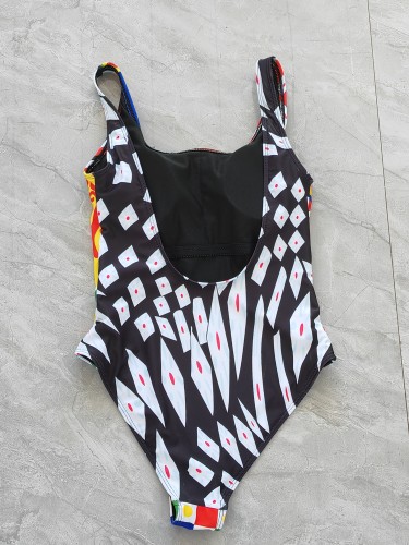Sleeveless Print Emblazoning Swimsuit