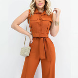 Sleeveless Summer Strappy Long Pants False Pocket Women's Two-Piece Set
