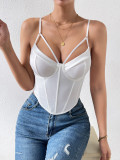 Diamond-shaped Slim-fit Sexy Backless Fishbone Steel Wire Solid Color Tank Top