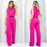 Sleeveless Summer Strappy Long Pants False Pocket Women's Two-Piece Set