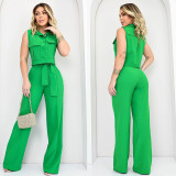 Sleeveless Summer Strappy Long Pants False Pocket Women's Two-Piece Set