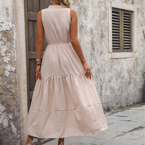Women's Dresses 2024 Summer Fitting Frock Sleeveless V Neck Dress