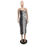 Fashion Stretch Straps Strapless Slit Midi Dress