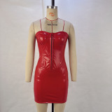 Leather Bustier Bodycon Dress
