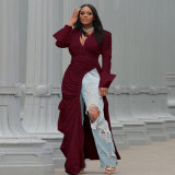 Best-Dressed Stars Solid Color Sexy Deep V Side Split Party Dresses