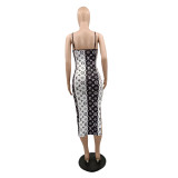 Fashion Stretch Straps Strapless Slit Midi Dress