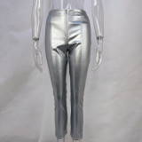 Women High Waist Pu Leather Pant