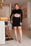 Club Glitter Diamonds Bodycon Dress Mesh Patchwork Birthday Dresses