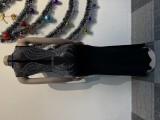 Sexy Party Elegant Formal Patchwork Slit Mesh Hot Drill Half A Turtleneck Asymmetrical Dresses