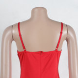 Sexy Bow-Embellished Beaded Slit Strap Bodycon Dress