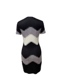 Chevron Pattern Colorblock Striped Printed Dress